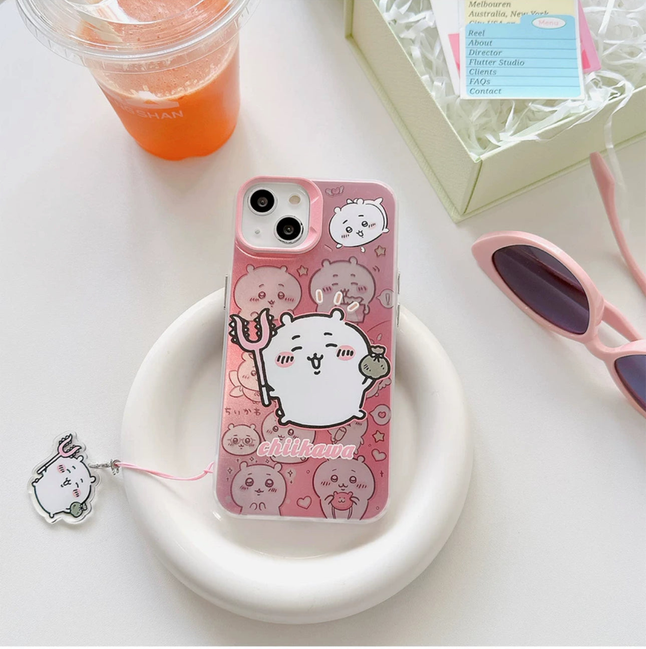 Japanese Cartoon iPhone Case with Strap | Laser ChiiKawa Hachiware Usagi Momonga - iPhone CasePhone Case  7 8 PLUS SE2 XS XR X 11 12 13 14 15 16 Pro Promax 12mini 13mini KawaiiGiftLand