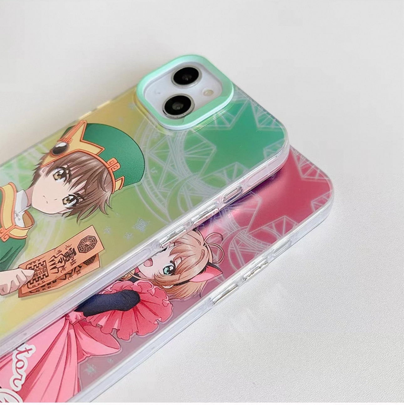 CardCaptorSakura Colourful Laser Case | Sakura & Syaoran Li - iPhone Case 7 8 PLUS SE2 XS XR X 11 12 13 14 15 16 Pro Promax 12mini 13mini KawaiiGiftLand