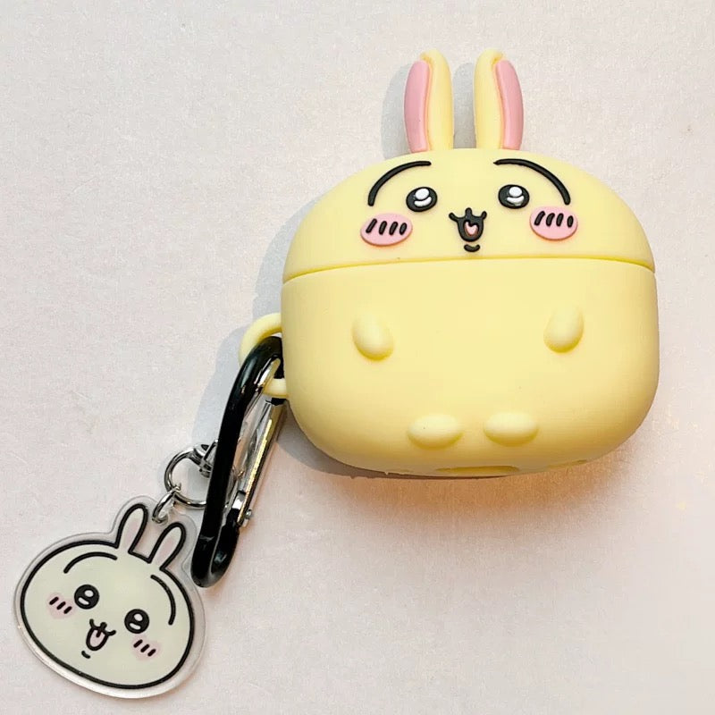 Japanese Cartoon ChiiKawa Silicon Airpods Case with Keychain | Chiikawa Hachiware Usagi - AirPods AirPodsPro AirPods3 AirPods4 Case KawaiiGiftLand