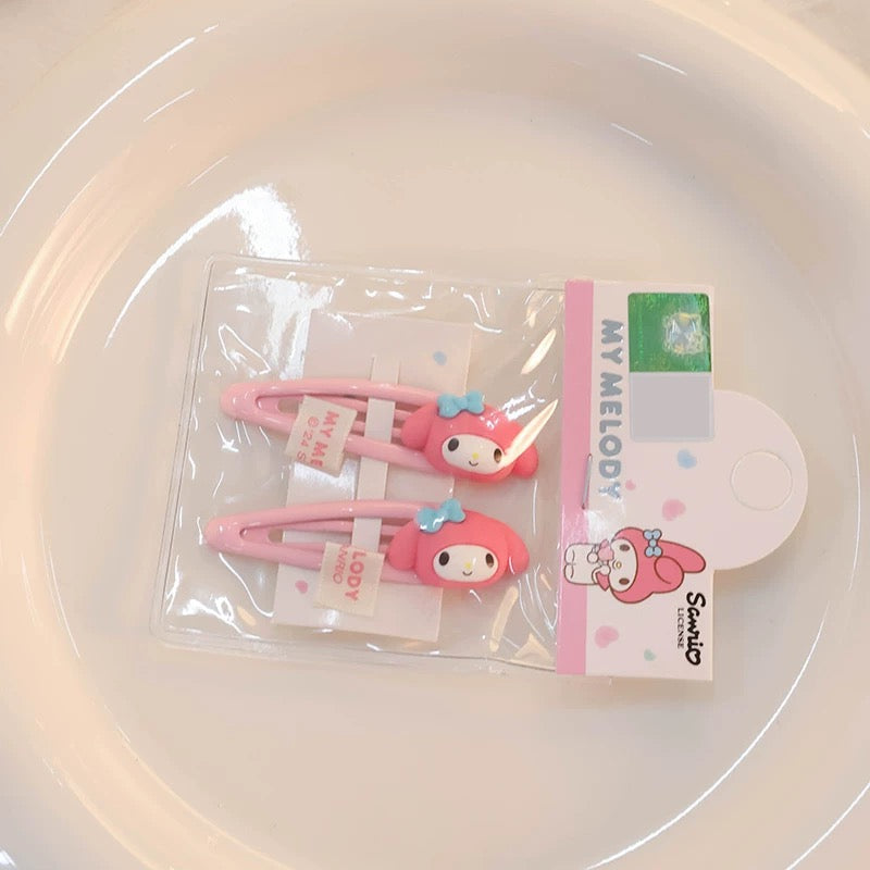 Sanrio Big Head Hair Clip 2 pcs Set | Hello Kitty My Melody Kuromi Cinnamoroll Pochacco KawaiiGiftLand