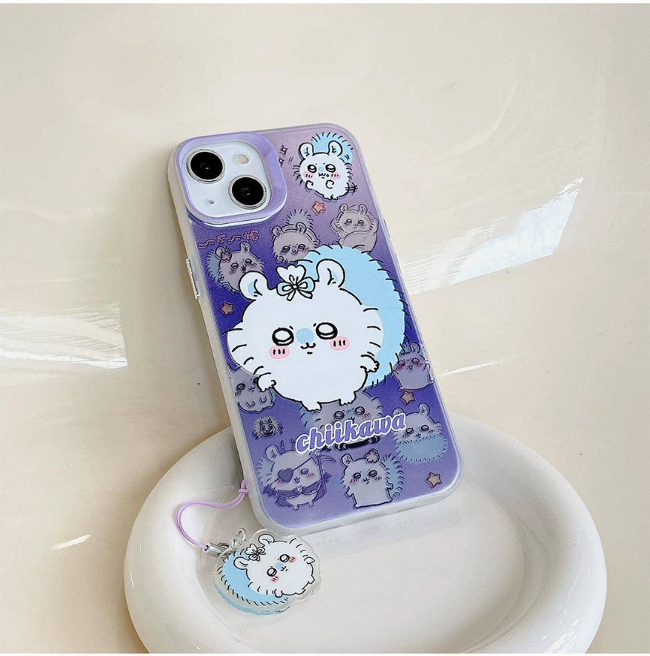 Japanese Cartoon iPhone Case with Strap | Laser ChiiKawa Hachiware Usagi Momonga - iPhone CasePhone Case  7 8 PLUS SE2 XS XR X 11 12 13 14 15 16 Pro Promax 12mini 13mini KawaiiGiftLand