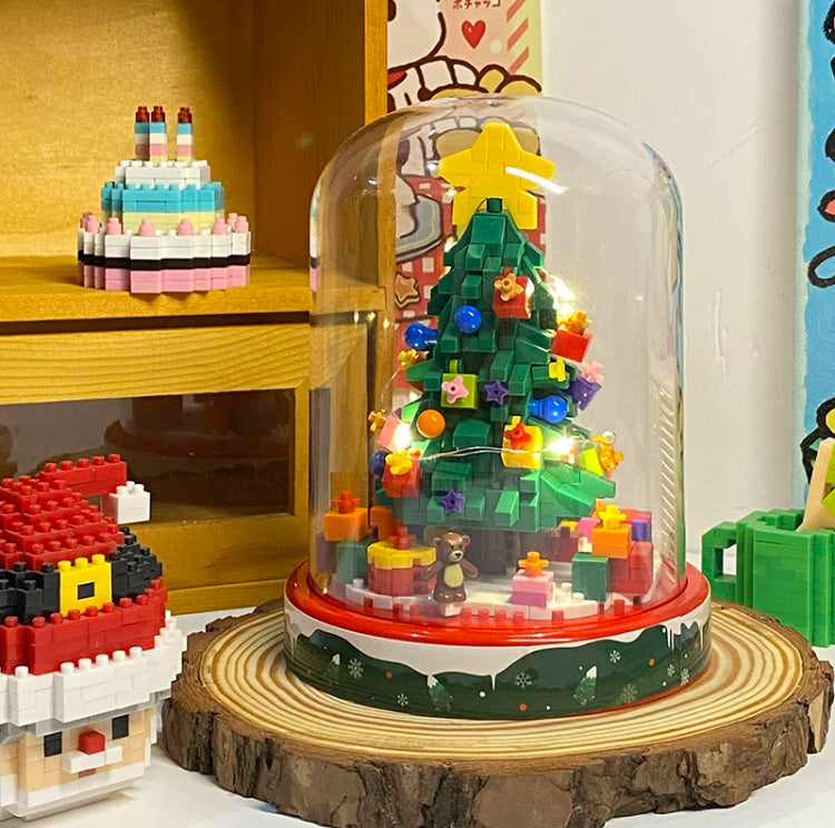 Mini Block Building with Cover | Christmas Tree - with LED Lights Xmas Gift DIY Handmade Gift KawaiiGiftLand