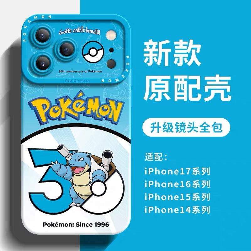 日本製漫画ポケモンシリコンケース ポケモン30周年バージョンパート3 | フシギバナ ヒトカゲ カメックス ライチュウ ニョロボン オコリザル ウインディ ニドキング 8スタイル - iPhoneケース PLUS SE2 XS XR X 11 12 13 14 15 16 16e 17 17e Pro Promax 12mini 13mini