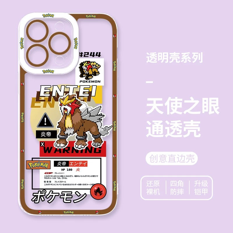 Japan Cartoon Pokemon Game Pixel Version | Ho-Oh Lugia Groudon Kyogre Entei Suicune Raikou Yveltal - iPhone Case PLUS SE2 XS XR X 11 12 13 14 15 16 16e 17 17e Pro Promax 12mini 13mini