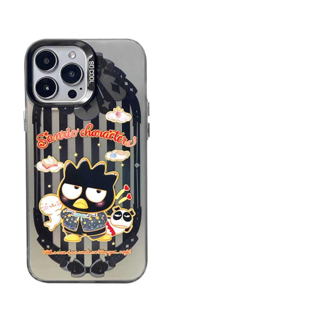 Japanese Cartoon Sanrio Magic School | Bad Badtz Maru XO Laser Colour Clear - iPhone Case 11 12 13 14 15 16 Pro Promax KawaiiGiftLand