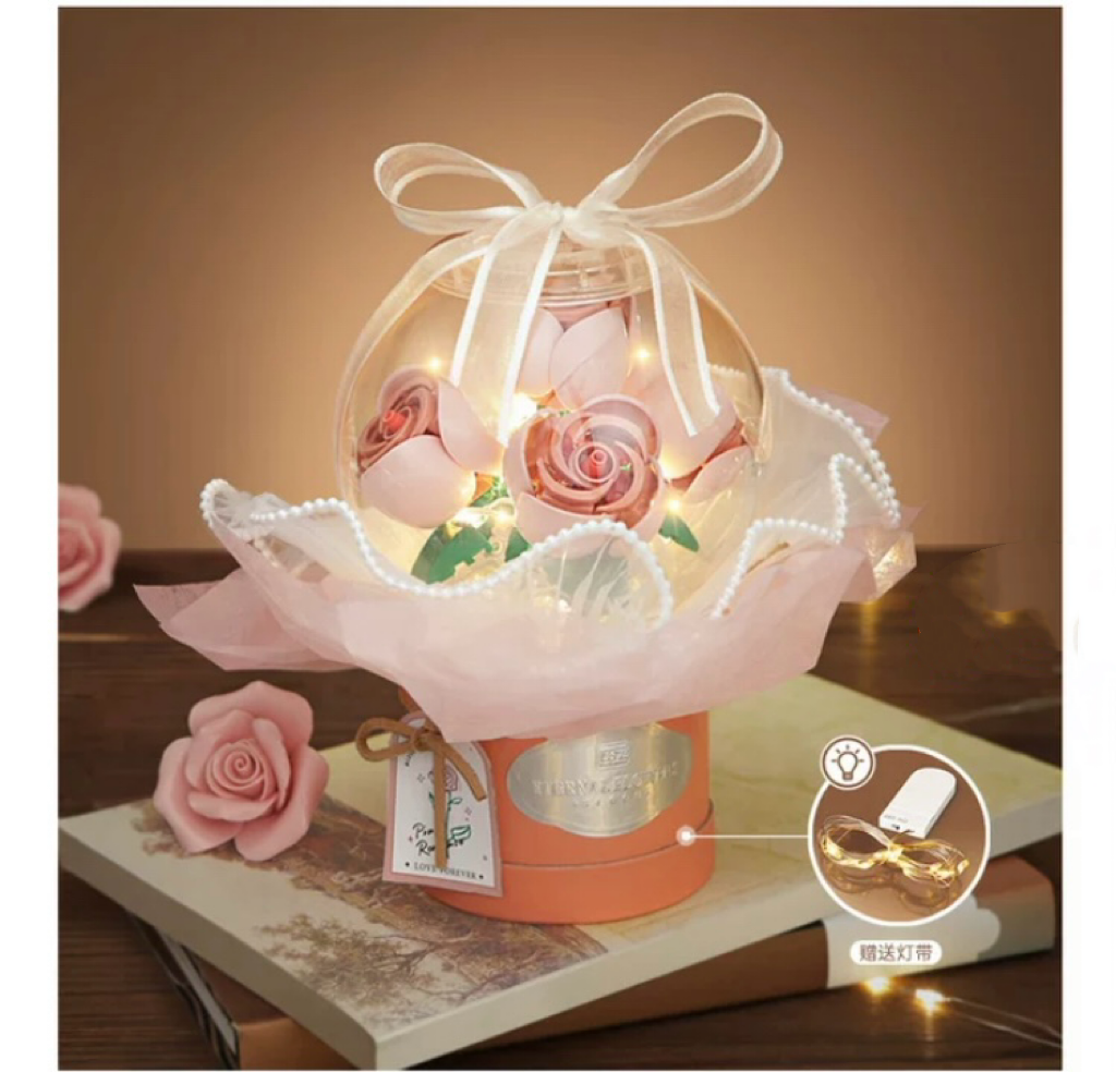 Loz Building Block Eternal Flowers Set | Rose SunFlower - with LED Lights Valentine Wedding Gift DIY Handmade Gift KawaiiGiftLand