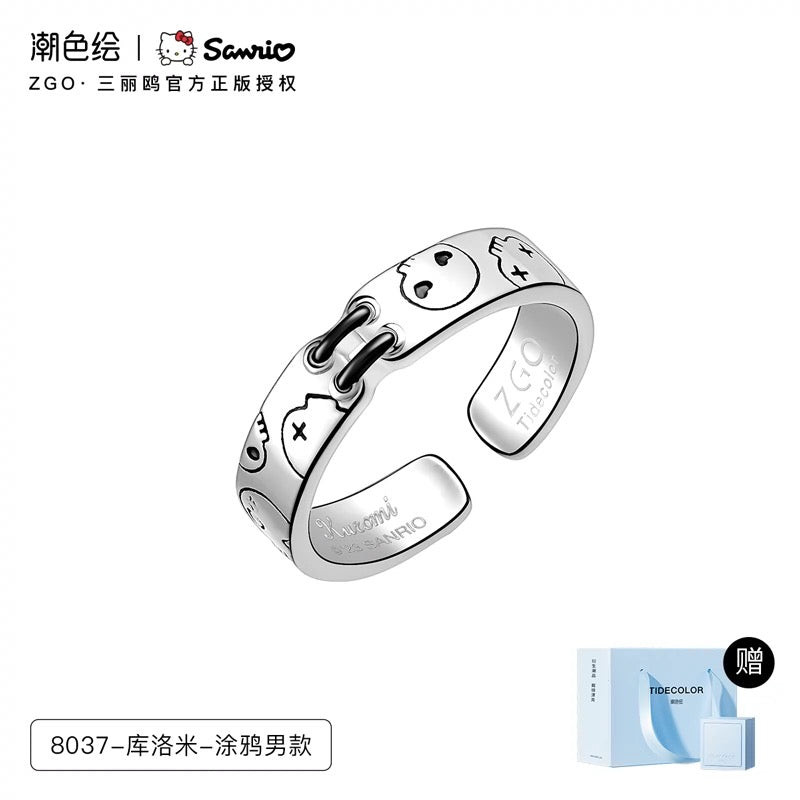 Sanrio x ZGO | Kuromi Couple Ring Girl & Boy Size 3 Style | Kawaii Accessories Ring with Ring Box KawaiiGiftLand