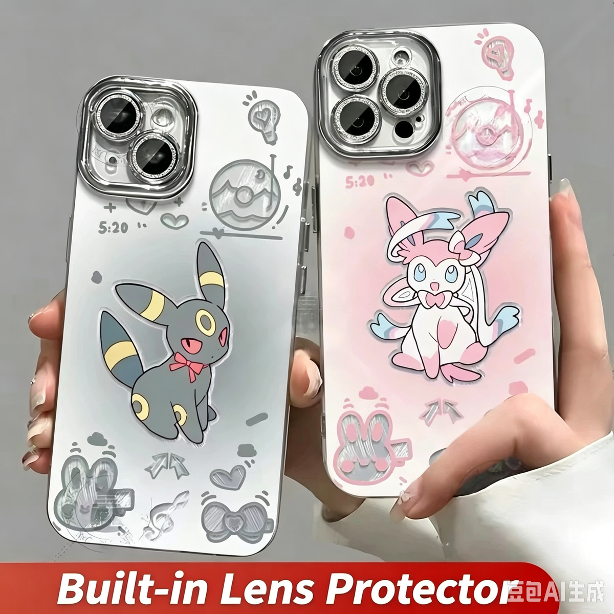 เคสการ์ตูนญี่ปุ่น Pokemon พร้อมที่กันเลนส์ ลาย Eevee Evolution โทนพาสเทลสุดน่ารัก | Eevee Vaporeon Jolteon Flareon Espeon Umbreon Leafeon Glaceon Sylveon 9 สไตล์ - เคส iPhone PLUS SE2 XS XR X 11 12 13 14 15 16 16e 17 17e Pro Promax
