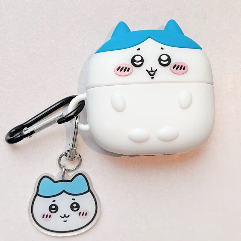 Japanese Cartoon ChiiKawa Silicon Airpods Case with Keychain | Chiikawa Hachiware Usagi - AirPods AirPodsPro AirPods3 AirPods4 Case KawaiiGiftLand