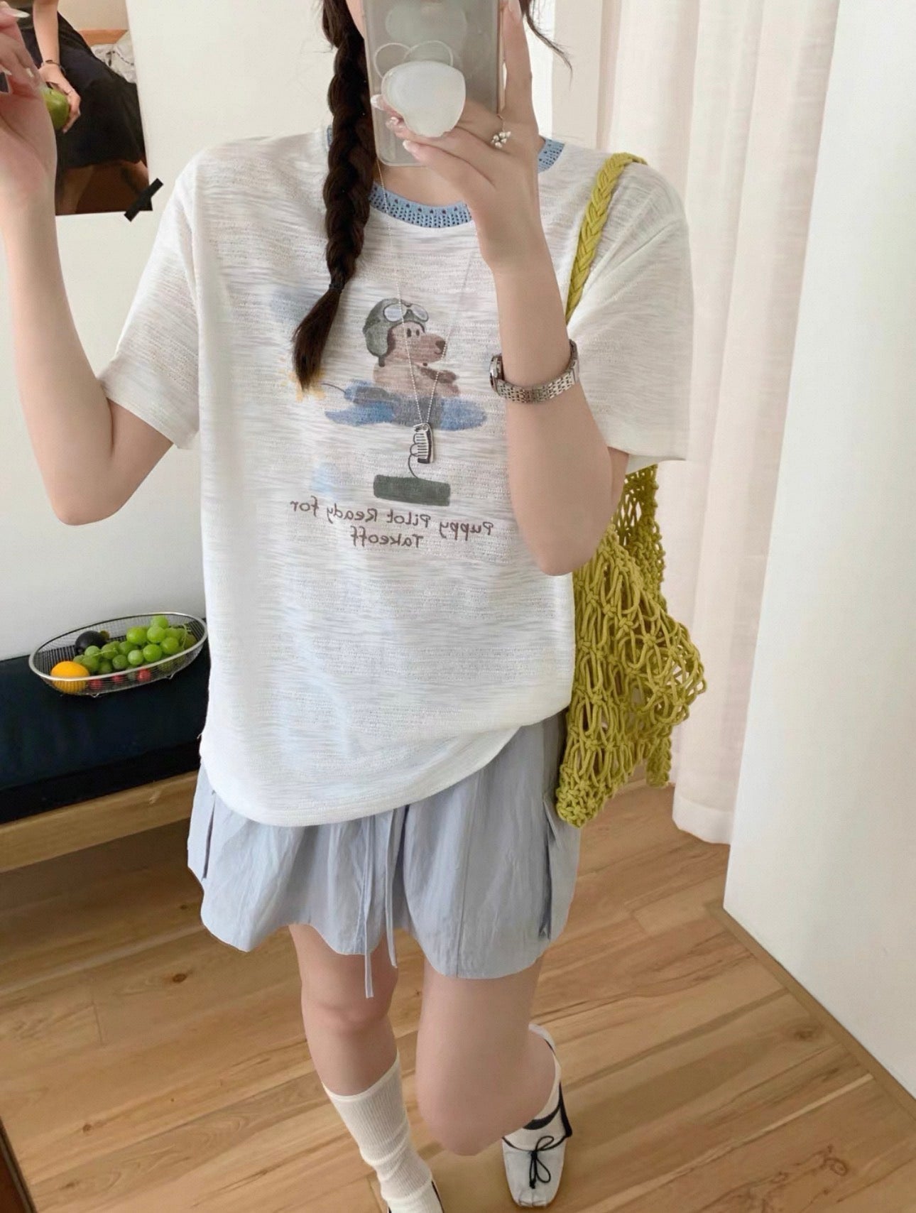 Korean Fashion Cute Animals Dog Style T-Shirt Series | Puppy Pilot Ready for Takeoff - Kawaii Fashion Items