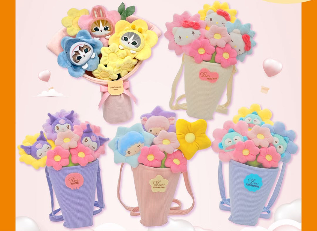 Sanrio x 7-11 Valentine Limited Edition | Hangyodon Pastel Flowers Bouquet Bag Gift Box - Valentine Wedding Gift KawaiiGiftLand