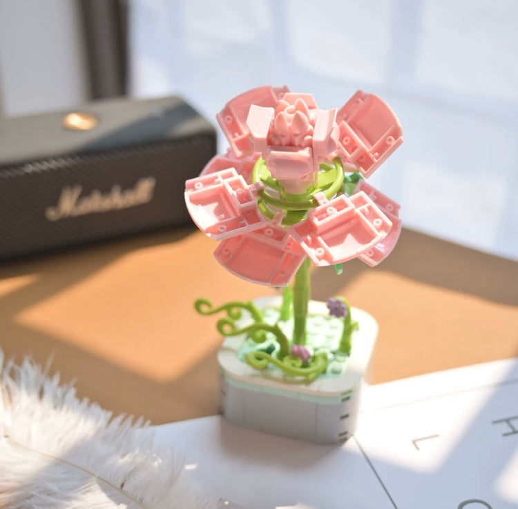 Mini Block Building Flower Series 1  | Daisy Pink Rose Sunflower - Tiny Particle Assembly DIY Handmade Gift KawaiiGiftLand