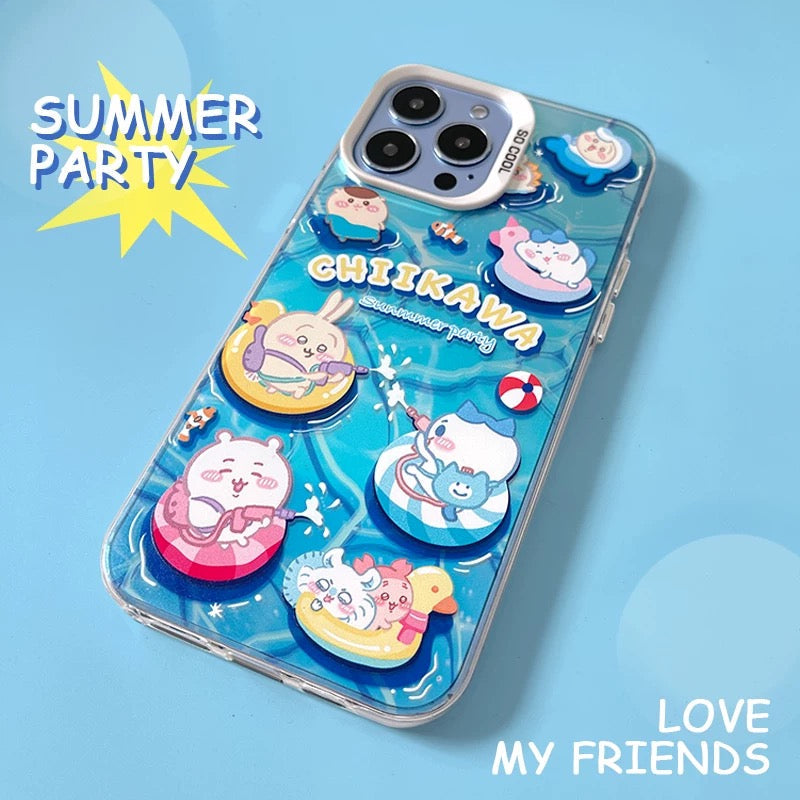 Japanese Cartoon ChiiKawa Summer Time | ChiiKawa Hachiware Usagi - iPhone Case 11 12 13 14 15 16 Pro Promax KawaiiGiftLand