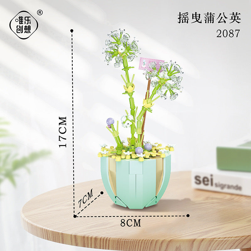 Mini Block Building Flower Dairy | Rose Jasmine Lilybell Daisy Cactus - Tiny Particle Assembly DIY Handmade Gift KawaiiGiftLand