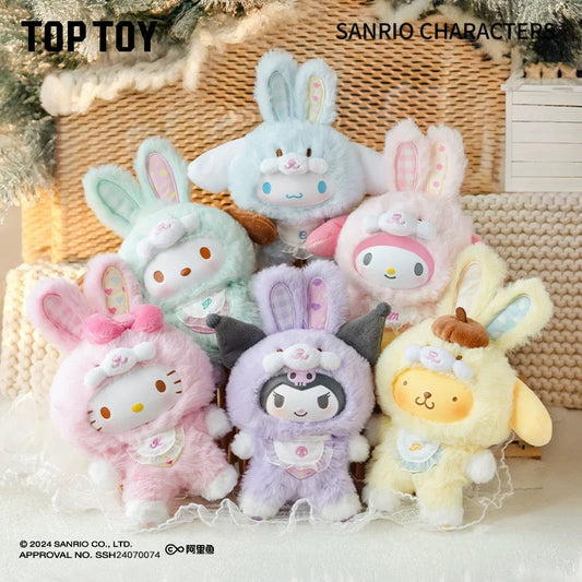 TopToy Sanrio Characters Elf Bunny Baby | Hello Kitty My Melody Kuromi Cinnamoroll Pompompurin Pochacco Pastel Easter Rabbit - Collectable Toys Mystery Blind Box