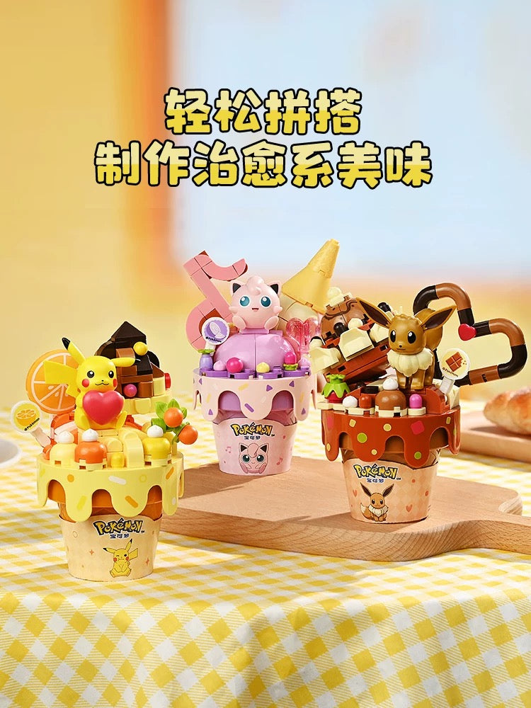 Pokemon Dessert Ice Cream Cone | Pikachu Charmander Squartle Bulbasaur Jigglypuff Eevee - Building Blocks Toy Collections