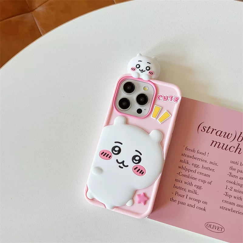 Japanese Cartoon ChiiKawa Look at you Silicone | Chiikawa Hachiware Usagi - iPhone Case 15 14 13 12 Pro ProMax KawaiiGiftLand