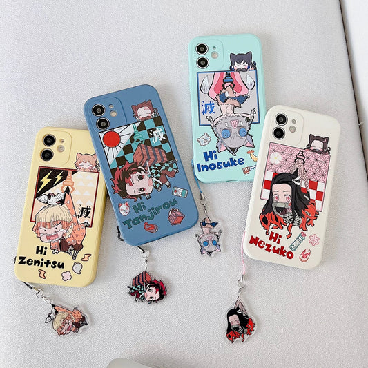 Japanese Anime Kimetsu no Yaiba Demon Slayer Pick Up Version | Tanjiro Zenitsu Inosuke Nezuko - iPhone Case PLUS SE2 XS XR X 11 12 13 14 15 16 Pro Promax 12mini 13mini
