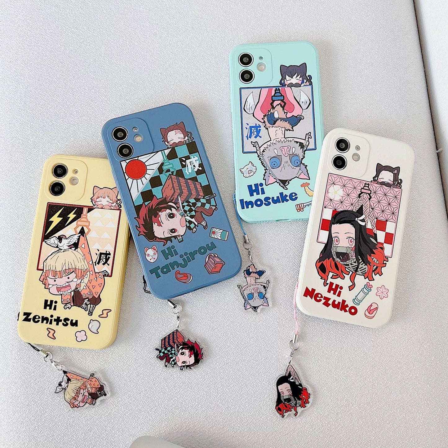 Japanese Anime Kimetsu no Yaiba Demon Slayer Pick Up Version | Tanjiro Zenitsu Inosuke Nezuko - iPhone Case PLUS SE2 XS XR X 11 12 13 14 15 16 Pro Promax 12mini 13mini