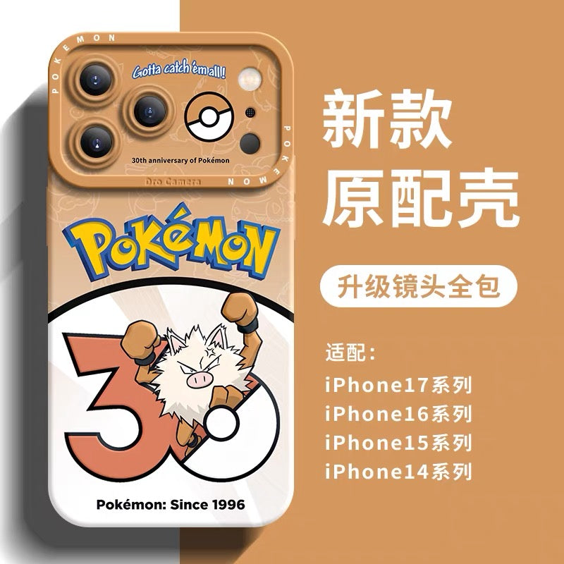 日本製漫画ポケモンシリコンケース ポケモン30周年バージョンパート3 | フシギバナ ヒトカゲ カメックス ライチュウ ニョロボン オコリザル ウインディ ニドキング 8スタイル - iPhoneケース PLUS SE2 XS XR X 11 12 13 14 15 16 16e 17 17e Pro Promax 12mini 13mini