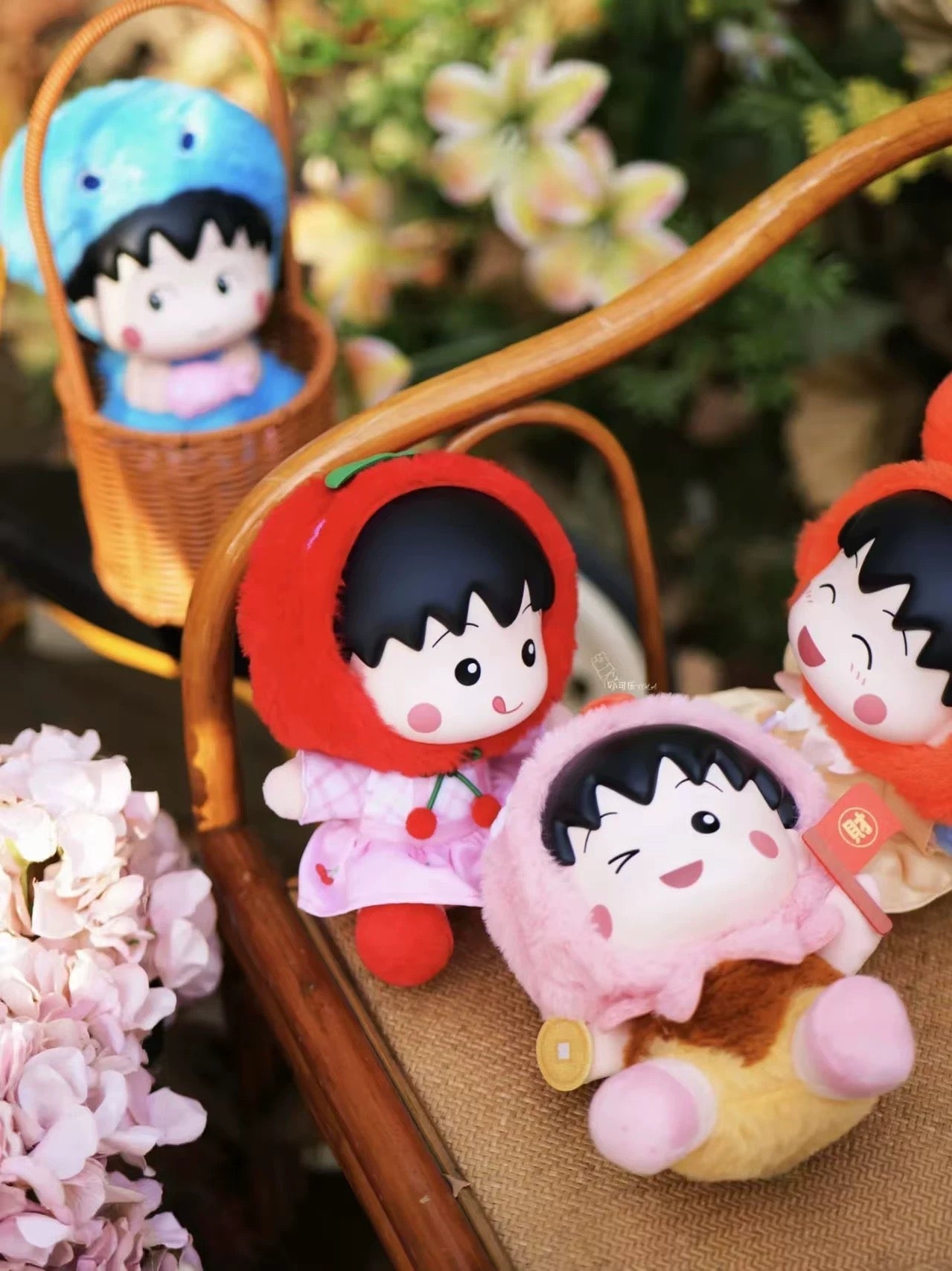 Chibi Maruko Chan Spring Lovely Day Part 1 Series Vinyl Plush Doll | Cherry Crab Cuttlefish Octopus Rabbit - Vinyl Face Plush Doll Figure Keychain Collectable Toys Mystery Blind Box