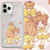 Japanese Anime CardCaptorSakura | Sakura Pompompurin Silver Heart Glitter QuickSand - iPhone Case PLUS SE2 XS XR X 11 12 13 14 15 16 17 17e Pro Promax 12mini 13mini