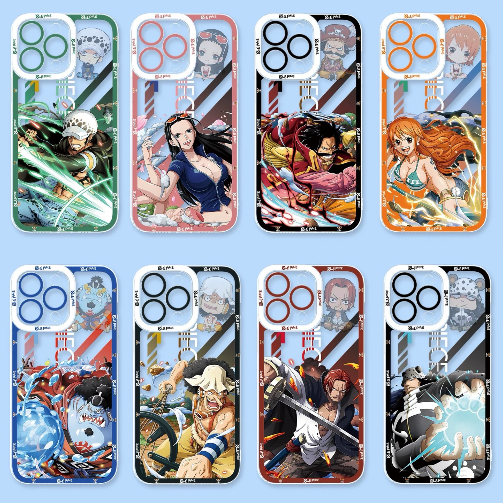 Japanese Cartoon One Piece Fighting Version | Trafalgar D. Water Law Robin Gol D. Roger Nami Jinbe Usopp Shanks Bartholomew Kuma - iPhone Case PLUS SE2 XS XR X 11 12 13 14 15 16 16e 17 17e Pro Promax 12mini  13mini - Phone Case Samsung Galaxy S26 S25 S24 S23 S22 S21 FE Ultra Edge