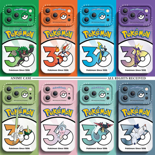Japanese Cartoon Pokemon Silicone Case Pokemon 30 Anniversary Version Part26 | Rillaboom Cinderace Inteleon Toxtricity Sirfetch'd Hatterene Dragapult Duraludon 8 Styles - iPhone Case PLUS SE2 XS XR X 11 12 13 14 15 16 16e 17 17e Pro Promax 12mini 13mini