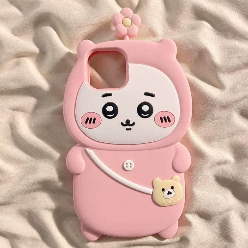 Japanese Cartoon ChiiKawa Pajamas Outing Silicone | Chiikawa Hachiware - iPhone Case 15 14 13 12 Pro ProMax KawaiiGiftLand