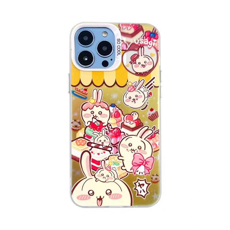 Japanese Cartoon ChiiKawa Happy Day with Sweets Laser Case | ChiiKawa Hachiware Usagi - iPhone Case 11 12 13 14 15 16 16e 17 17e 18 Pro Promax