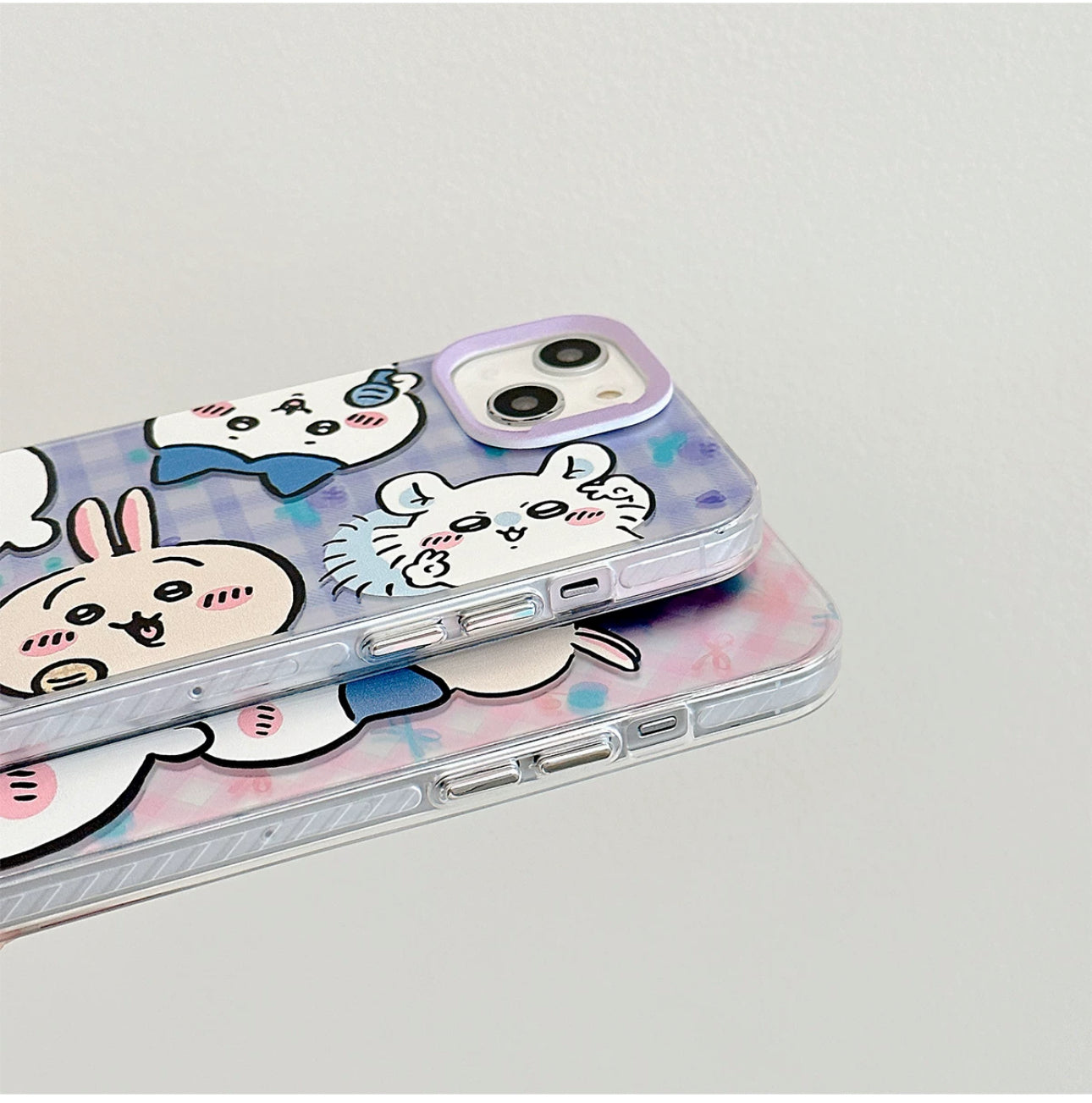 Japanese Cartoon iPhone Case with Strap | Laser Playing Group ChiiKawa Hachiware Usagi Momonga - iPhone CasePhone Case  7 8 PLUS SE2 XS XR X 11 12 13 14 15 Pro Promax 12mini 13mini KawaiiGiftLand