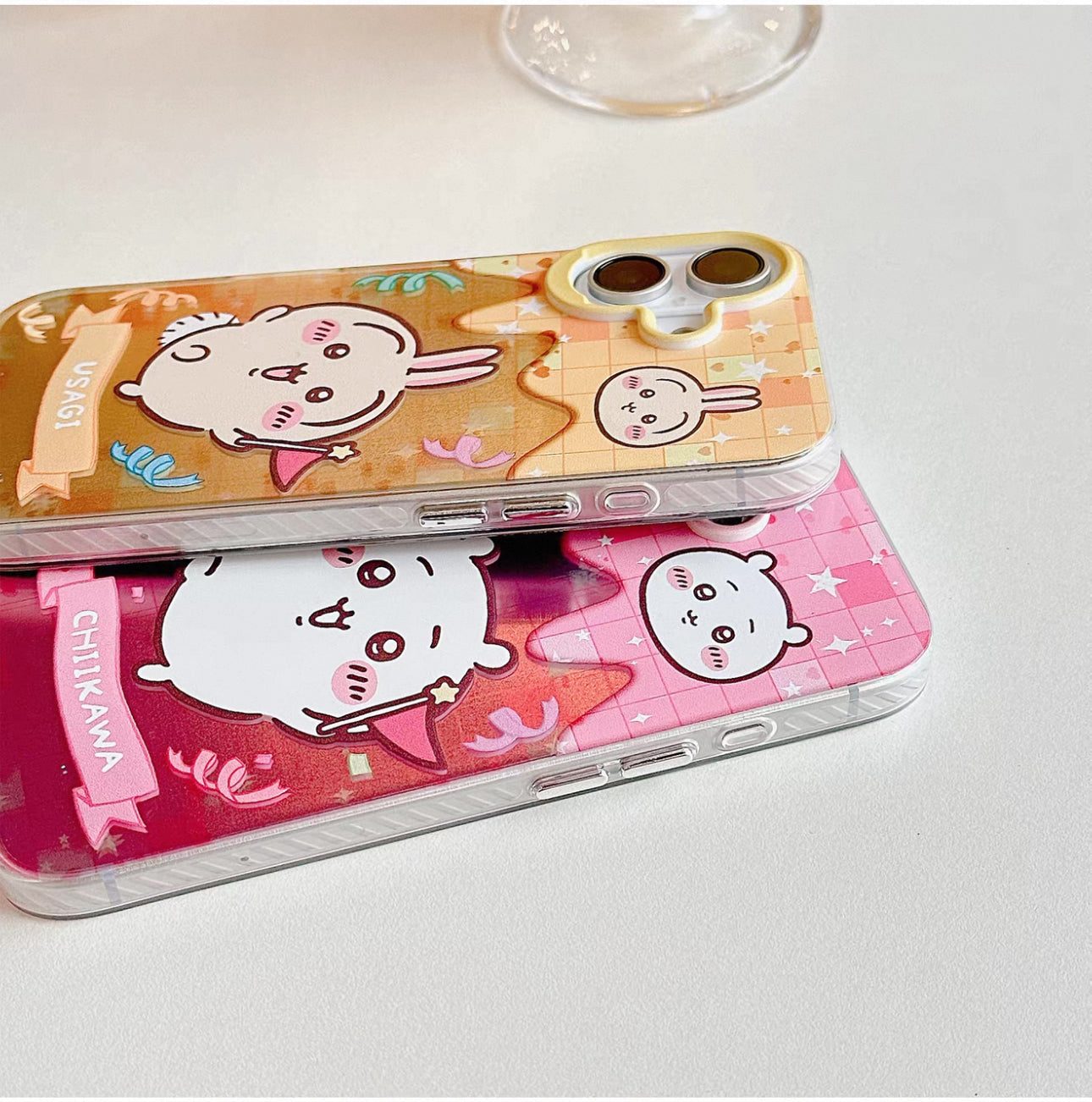Japanese Cartoon ChiiKawa iPhone Laser Case with Strap | Happy Party Chiikawa Hachiware Usagi Momonga - iPhone Case PLUS SE2 XS XR X 11 12 13 14 15 16 16e 17 17e Pro Promax 12mini 13mini
