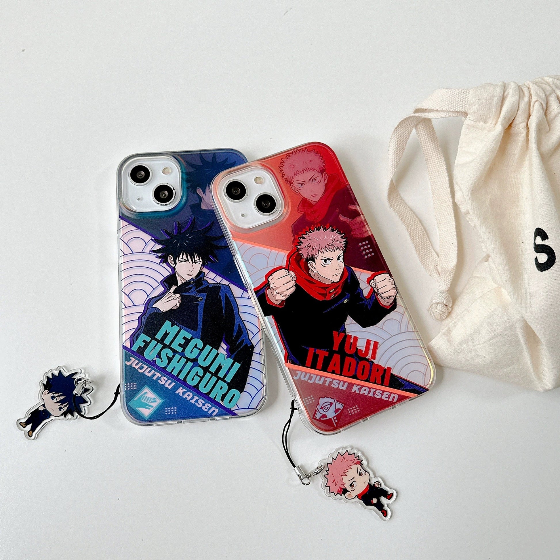 Japanese Anime Jujutsu Kaisen Phone Case with Strap | Satoru Yuji Megumi Nanami - iPhone Case 7 8 PLUS SE2 XS XR X 11 12 13 14 15 Pro Promax 12mini 13mini