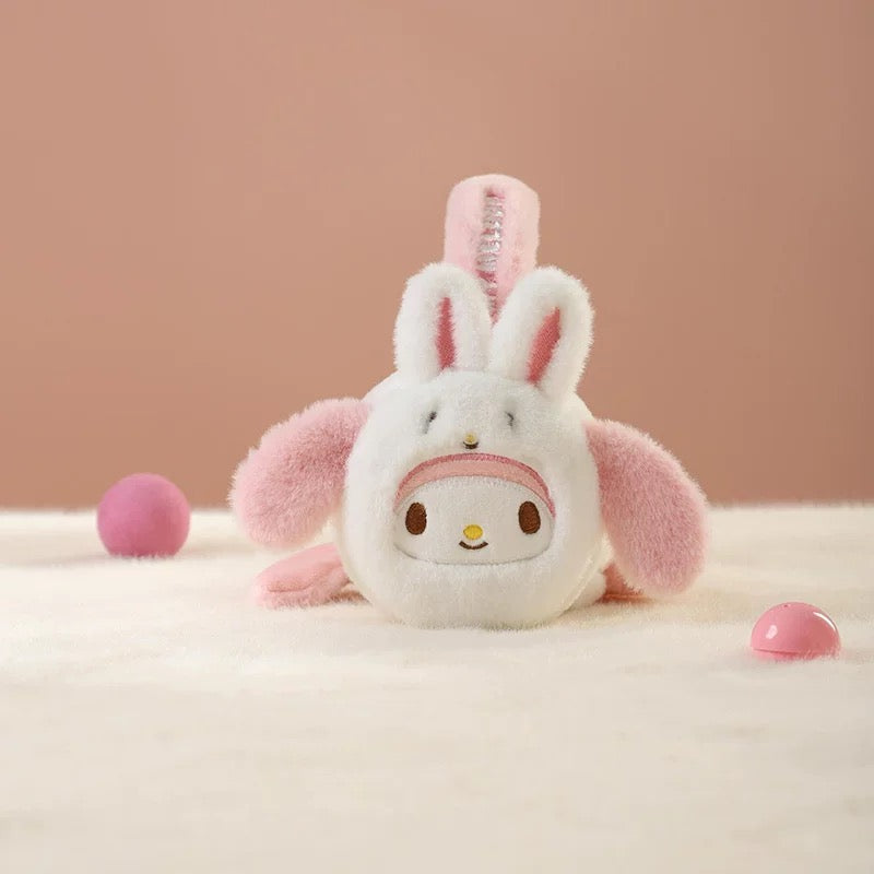 Sanrio Fluffy Earmuffs with Animals friends | My Melody Kuromi Cinnamoroll Pompompurin Pochacco - Headband and Hair Winter Accessory Outfits KawaiiGiftLand