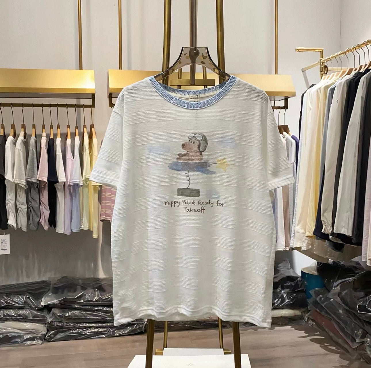Korean Fashion Cute Animals Dog Style T-Shirt Series | Puppy Pilot Ready for Takeoff - Kawaii Fashion Items