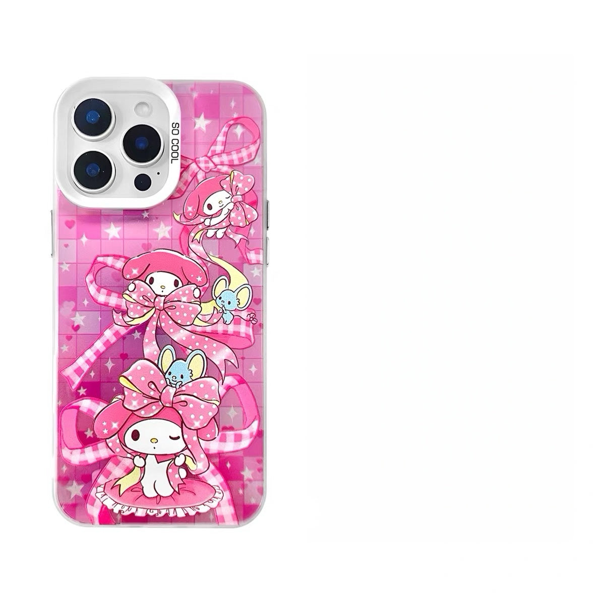 Japanese Cartoon Sanrio Colourful Ribbon Laser Case | Hello Kitty My Melody Kuromi Cinnamoroll Pompompurin Hangyodon 6 Styles - iPhone Case 11 12 13 14 15 16 16e 17 17e 18 Pro Promax