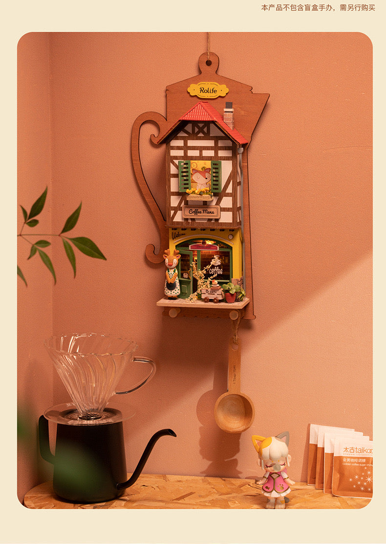 Craft Kits Wooden Hook Key Hanger | Animal Store - DIY Handmade Mini World Miniature Gift with LED Light Room Decoration