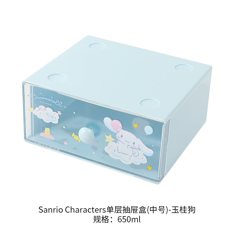 Miniso Sanrio Hello Kitty My Melody Kuromi Cinnamoroll Single Storage Drawer Desk Helper KawaiiGiftLand
