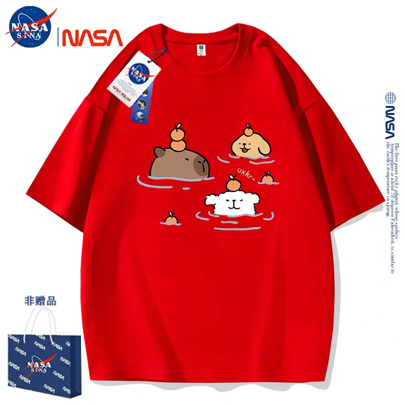 Cute Cartoon Doggie Maltese Puppy Style T-Shirt Series | Maltese Hot Spring with Capybara Part1 - Kawaii Fashion Items for Child & Adult