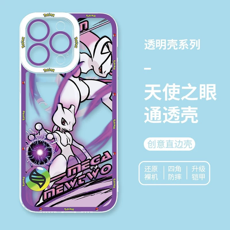 Japan Cartoon Pokemon Mega Evolution Anime | Tyranitar Gyarados Mewtwo Kyogre Gengar Groudon Aerodactyl Ash Greninja - iPhone Case PLUS SE2 XS XR X 11 12 13 14 15 16 16e 17 17e Pro Promax 12mini 13mini