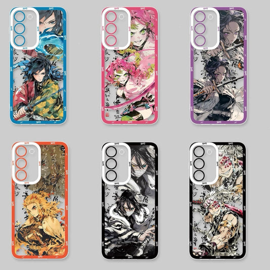 Japanese Anime Kimetsu no Yaiba Demon Slayer Fighting Drawing Style | Giyuu Uzui Obanai Rengoku Mitsuri Shinobu - Phone Case Samsung Galaxy S26 S25 S24 S23 S22 S21 FE Ultra Edge