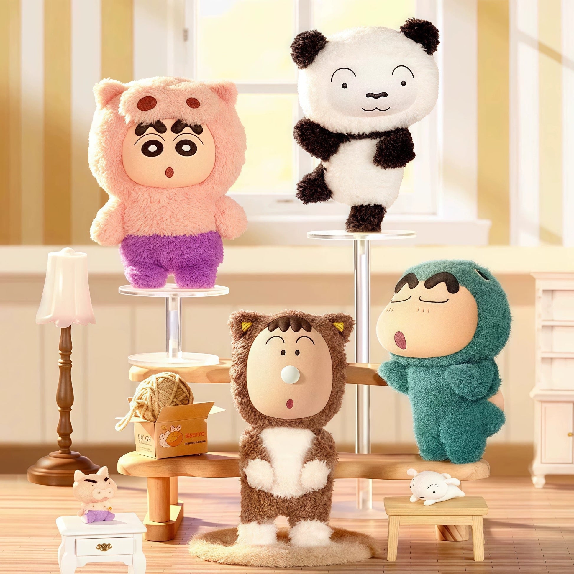 Japanese Cartoon Crayon Shin-chan Cosplay Soft Plush Series | Dinosaur Buriburi Boochan Shiro- Vinyl Face Plush Doll Figure Keychain Collectable Toys Mystery Blind Box