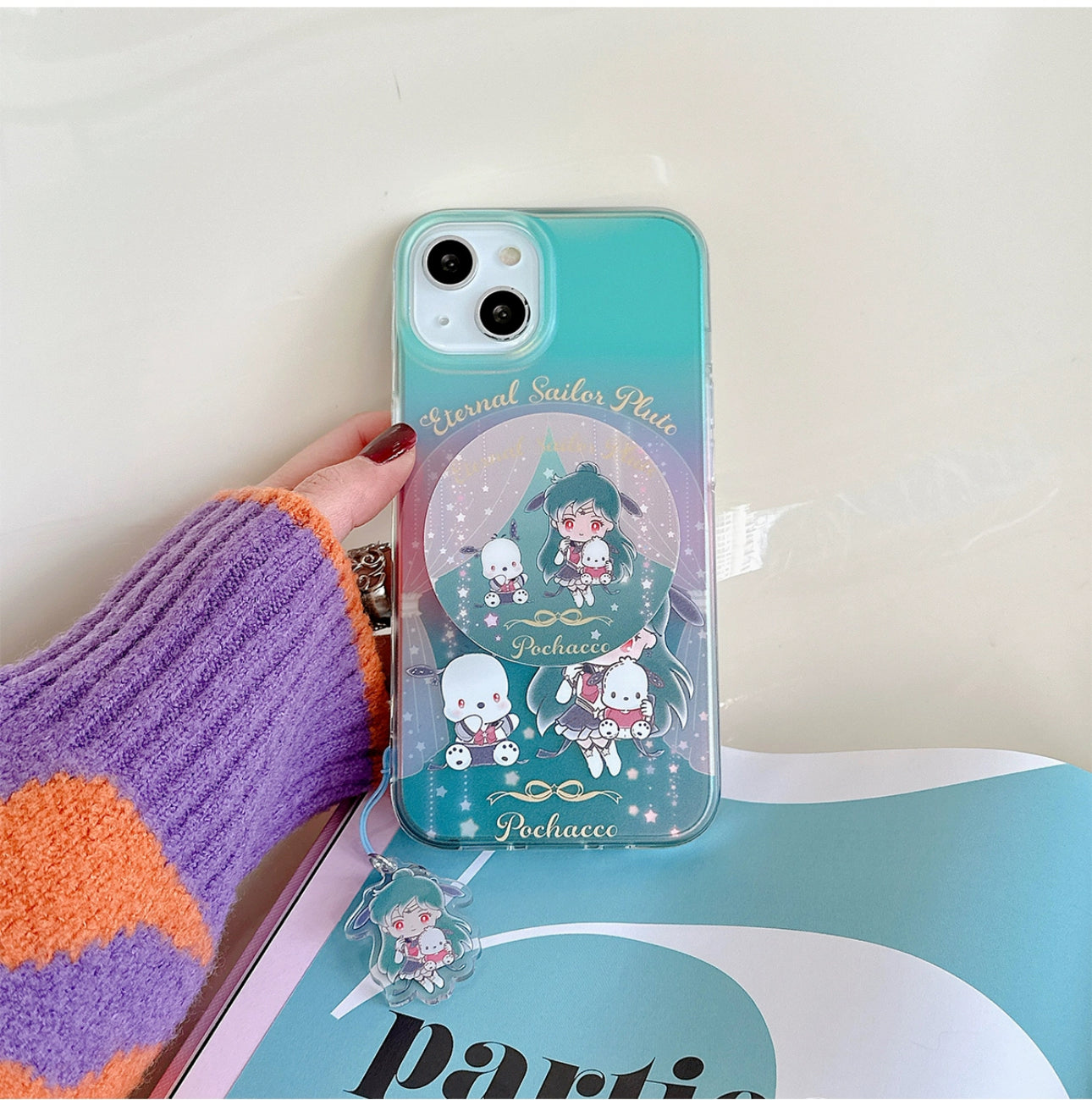 Japanese Cartoon iPhone Case with Strap | Laser Sailor Girl X Little Twin Stars Pochacco - iPhone Case Phone Case 7 8 PLUS SE2 XS XR X 11 12 13 14 15 16 Pro Promax 12mini 13mini KawaiiGiftLand