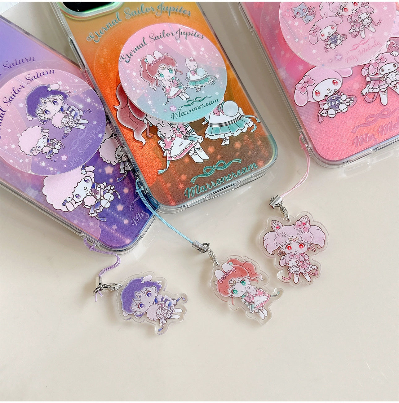 Japanese Cartoon Phone Stand | Laser Sailor Girl X My Melody Piano Marron Cream
