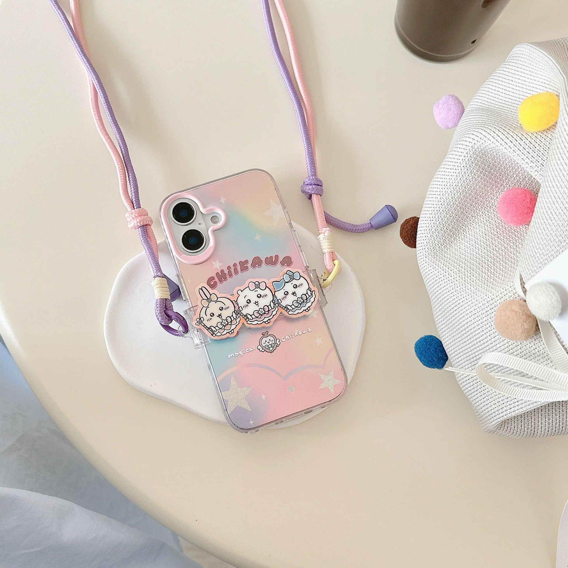 Japanese Cartoon Phone Back Clip with Phone Lanyard | Magical Girl Magic - for All Smart Phones