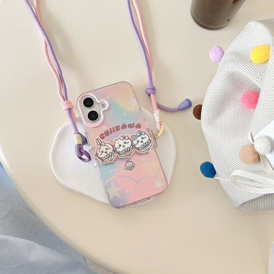 Japanese Cartoon Phone Back Clip with Phone Lanyard | Magical Girl Magic - for All Smart Phones
