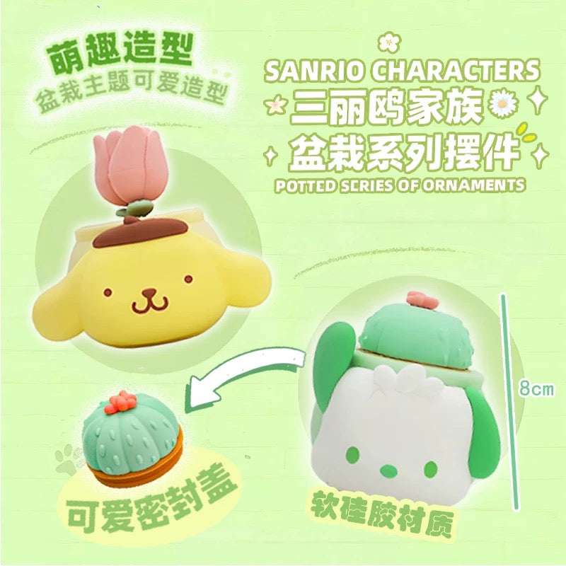 Sanrio Characters Potted Series Of Ornaments | Hello Kitty My Melody Kuromi Cinnamoroll Pompompurin Pochacco - Collectable Toys Kawaii Items