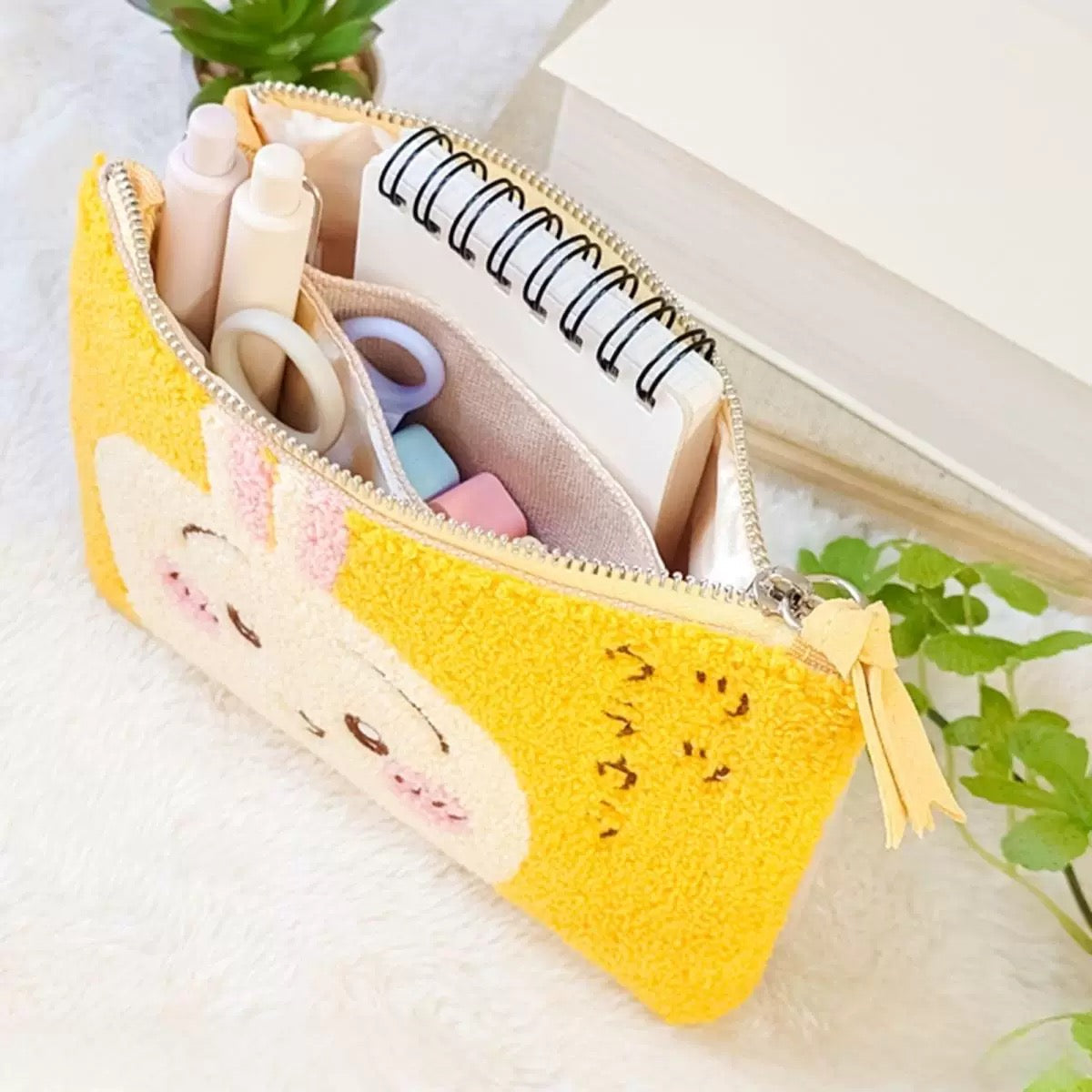 Japanese Cartoon Chiikawa Punch Needle Make Up Bag | ChiiKawa Hachiware Usagi Momonga Kurimanju Shisa Kani - Kawaii Plush Doll Purse Bag KawaiiGiftLand