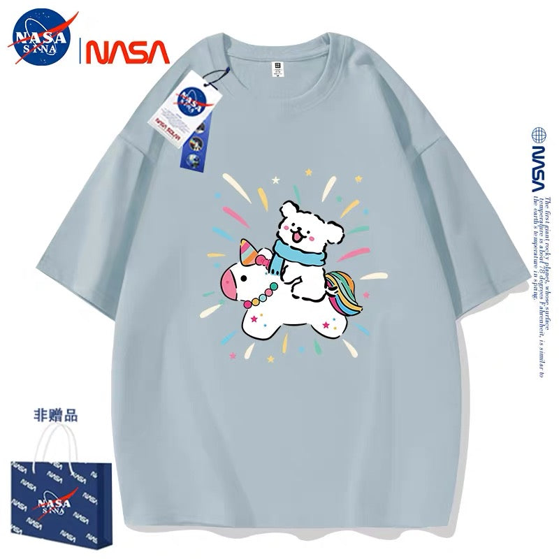 Cute Cartoon Doggie Maltese Puppy Style T-Shirt Series | Ride on Unicorn Part2 - Kawaii Fashion Items for Child & Adult Matching outfits for Parents and Children