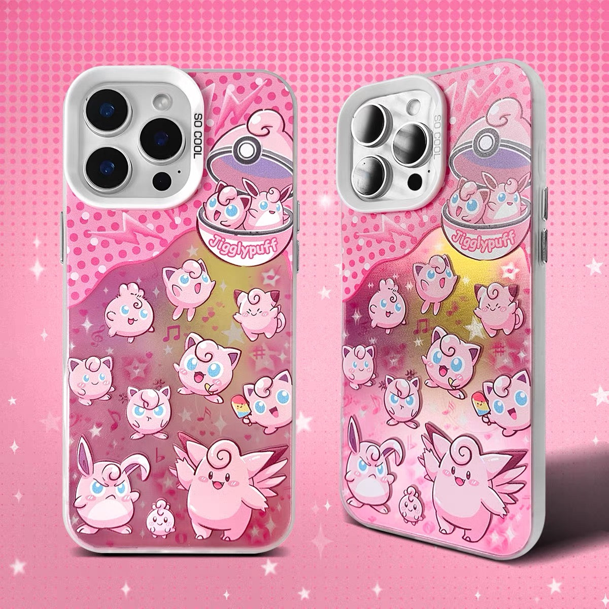 Japanese Cartoon Pokemon UFO Laser Case | Jigglypuff Gengar Bulbasaur - iPhone Case 11 12 13 14 15 16 16e 17 17e 18 Pro Promax